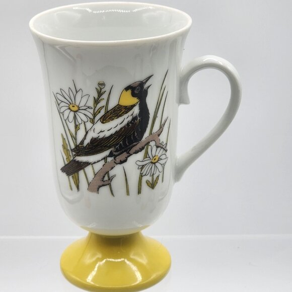 Vintage Fred Roberts Bird Mugs Footed Coffee Tea Cups Set of 5 Japan MCM - Picture 10 of 16